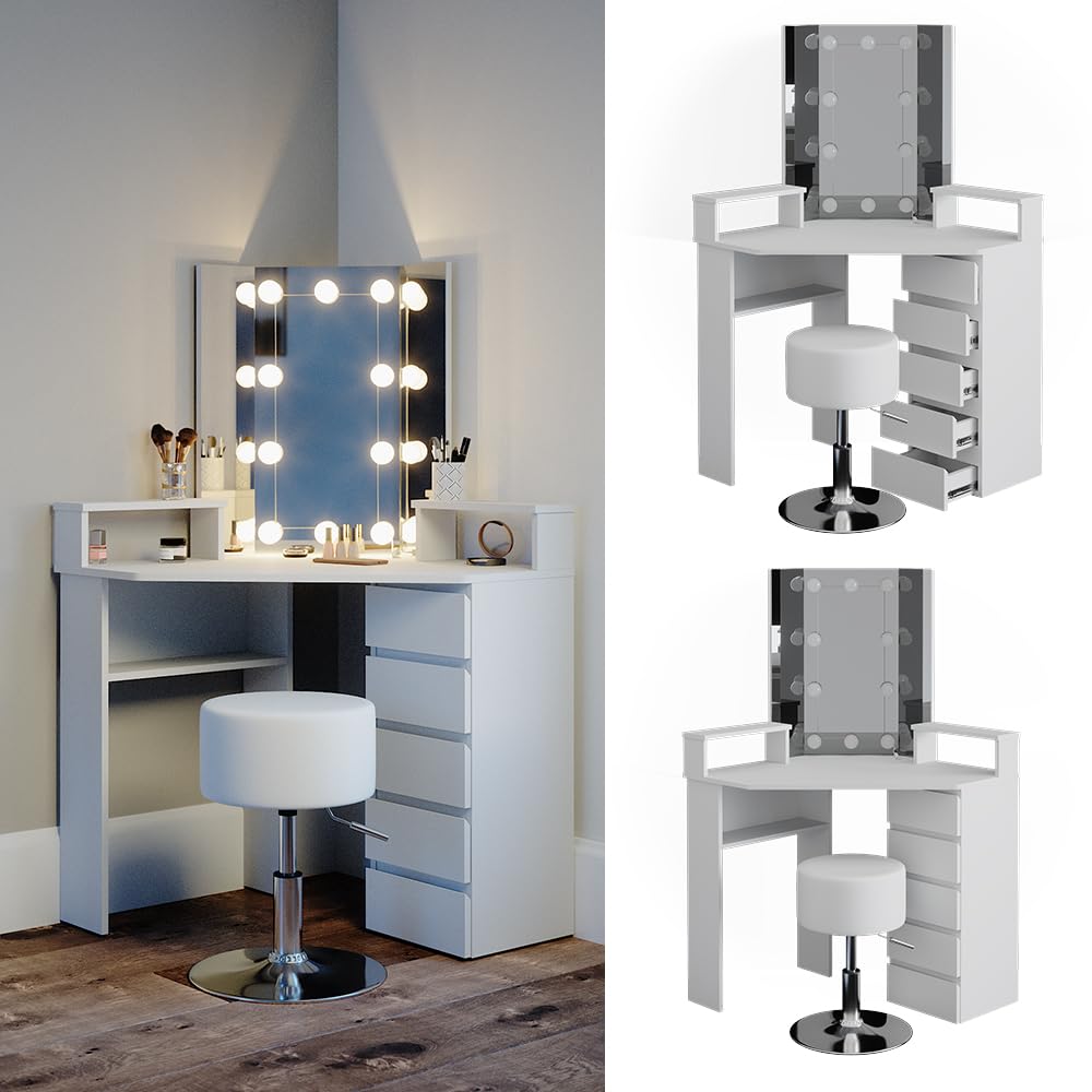 Vicco coiffeuse Jasmin, Blanc, 123cm avec miroir | Leroy Merlin