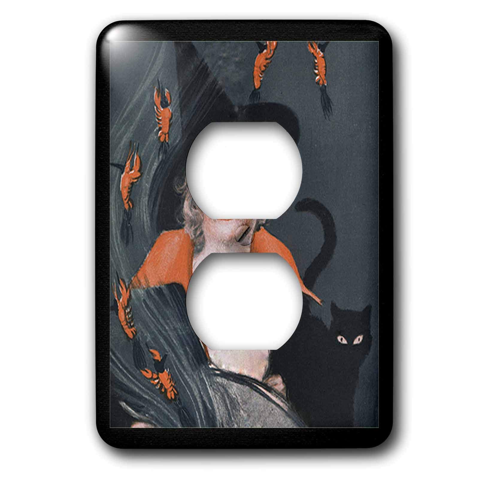 Cache-prise Halloween sorcière noire pour décoration prise électrique salon
