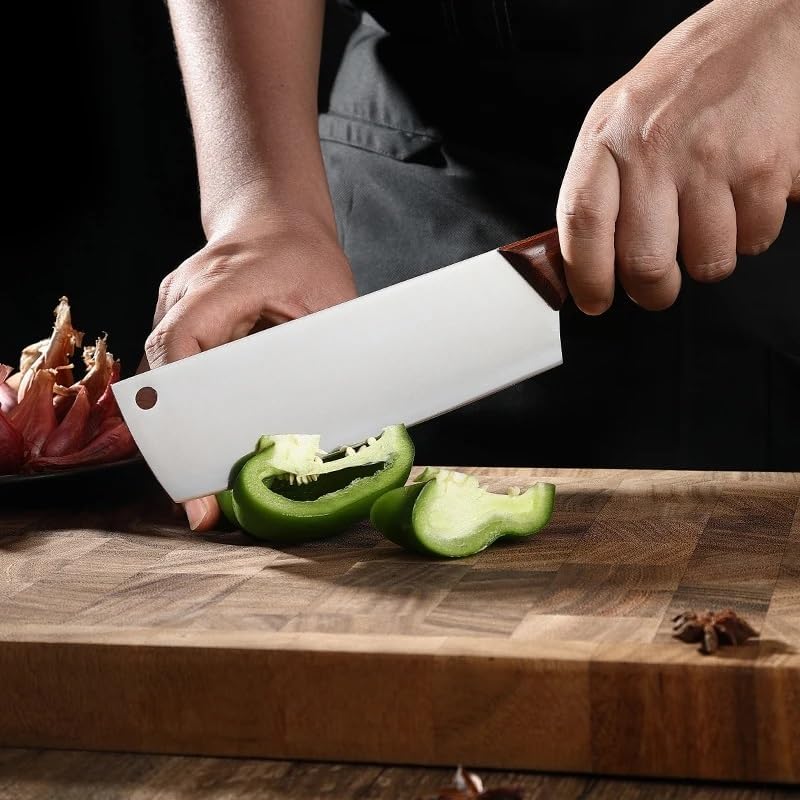 Meat Cleaver,Cleaver Knife 6.5 Inch Nakiri Knife 5Cr15 Stainless Steel Kitchen Knives Sharp Vegetable Meat Chef Knife Slicing Knifes Cutting Tools