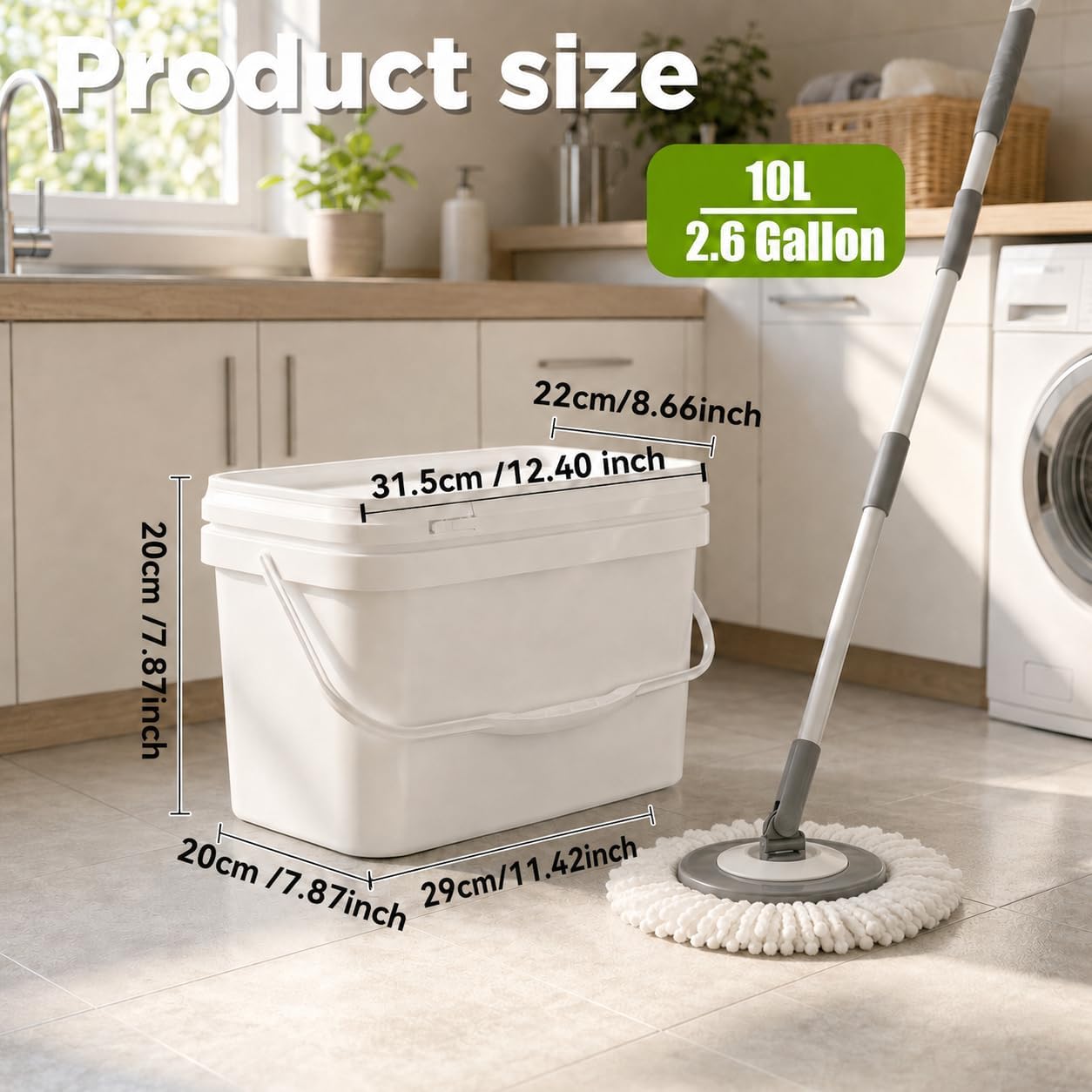 ASEVAT 2.5 Gallon Plastic Storage Bucket with Lid & Handle, 2 Pack 400ml Refillable Bottles, Cleaning Organizer Caddy for Home Supplies