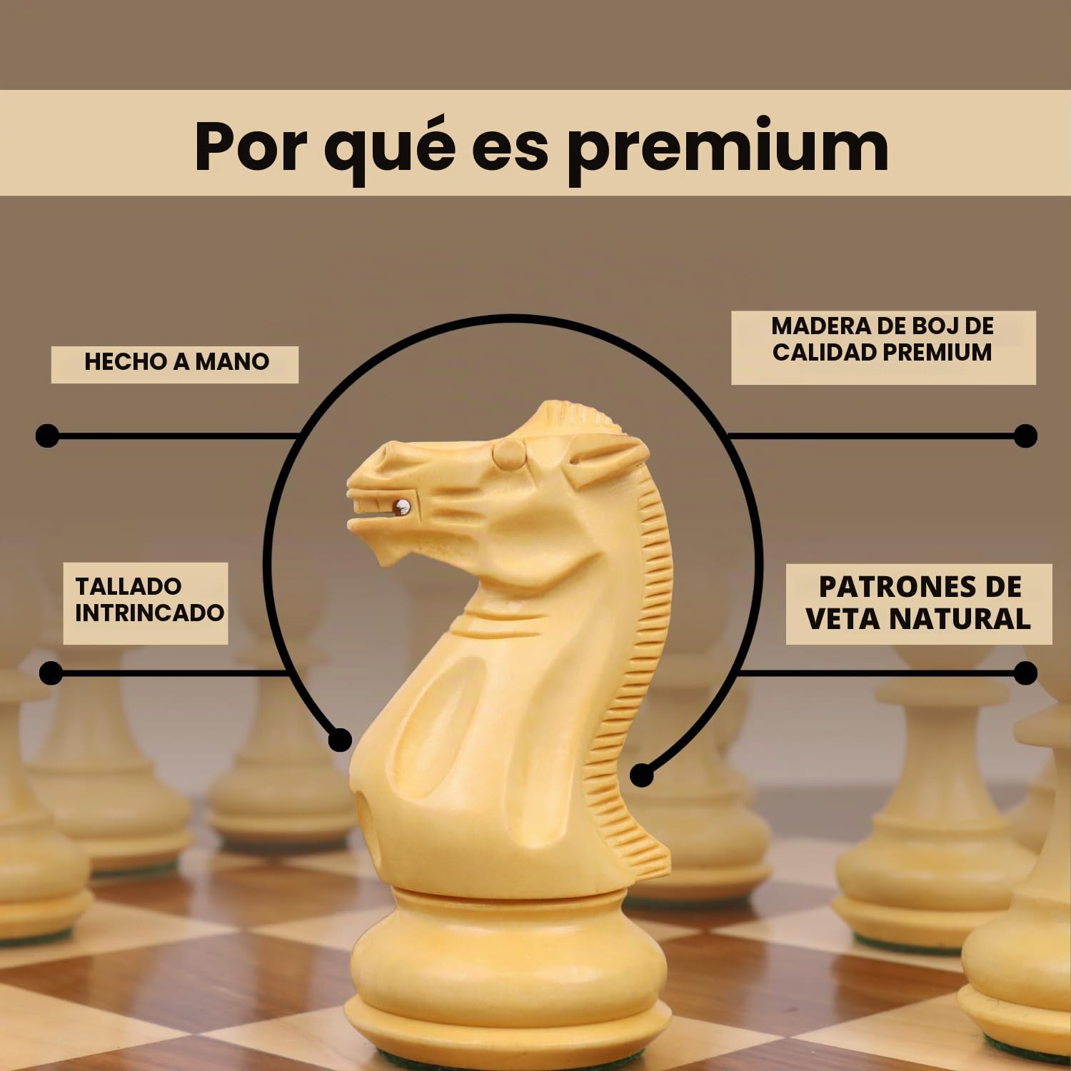 RoyalChessMall - 4.1" Pro Staunton Juego de Ajedrez de Madera Contrapesado - Sólo Piezas de Ajedrez - Palisandro Dorado - 4 Reinas