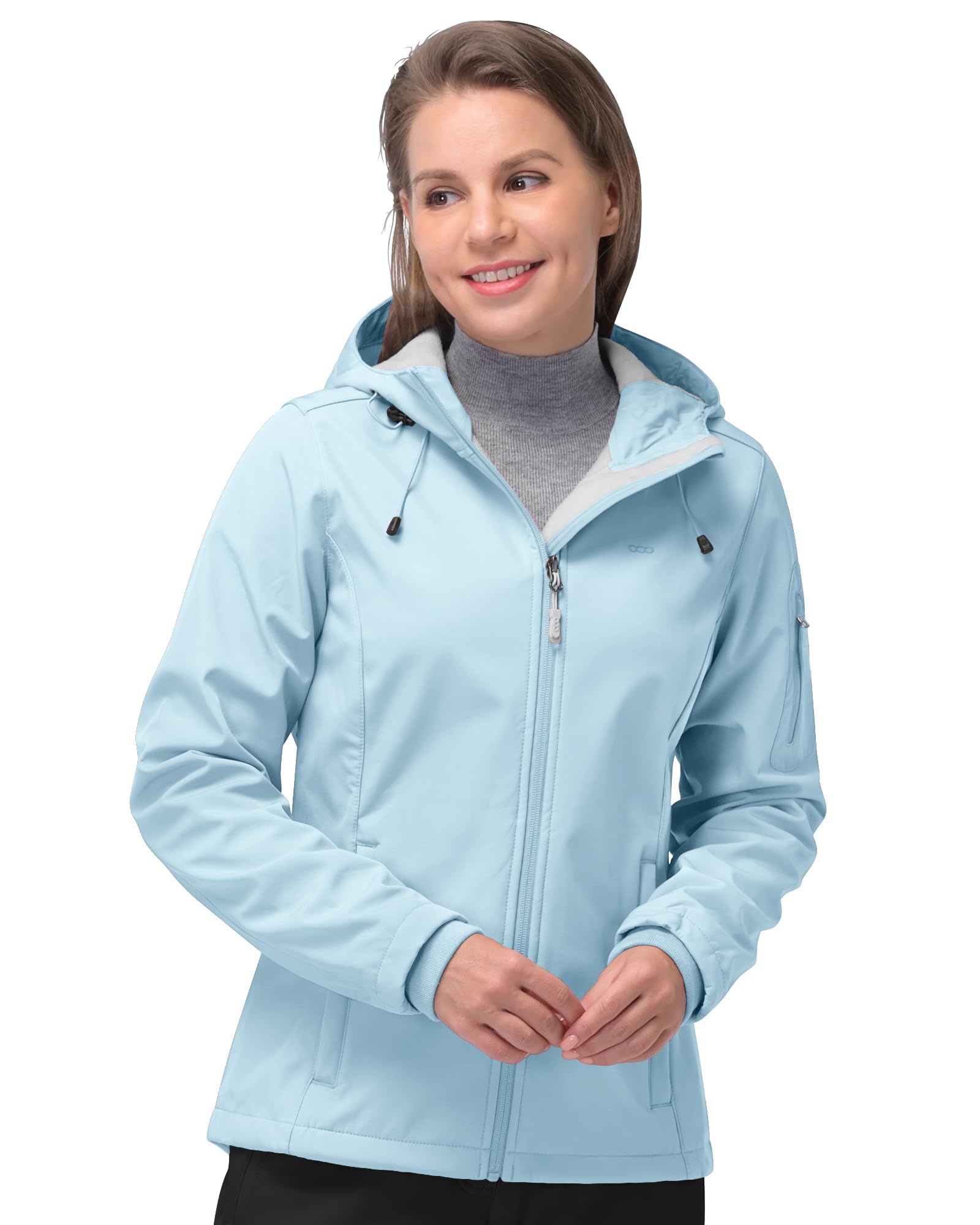 Women's Softshell Jacket Waterproof Hooded Fleece Lined Rain Coat