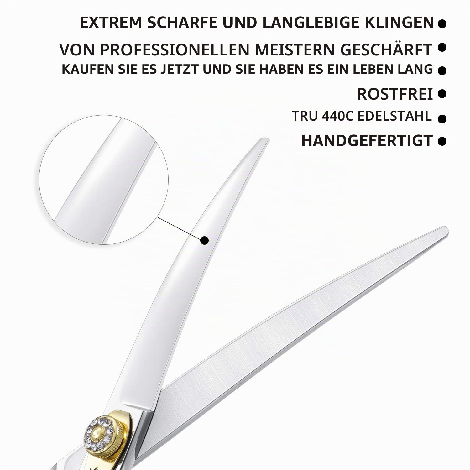 Dream Reach Professionelle Fellschere Hundeschere Gebogene Hundepflegeschere Haustierpflege gebogene Schere aus 440C japanischr Edelstahl Fellpflege für Hunde Katze (7-Zoll-gebogene Schere)