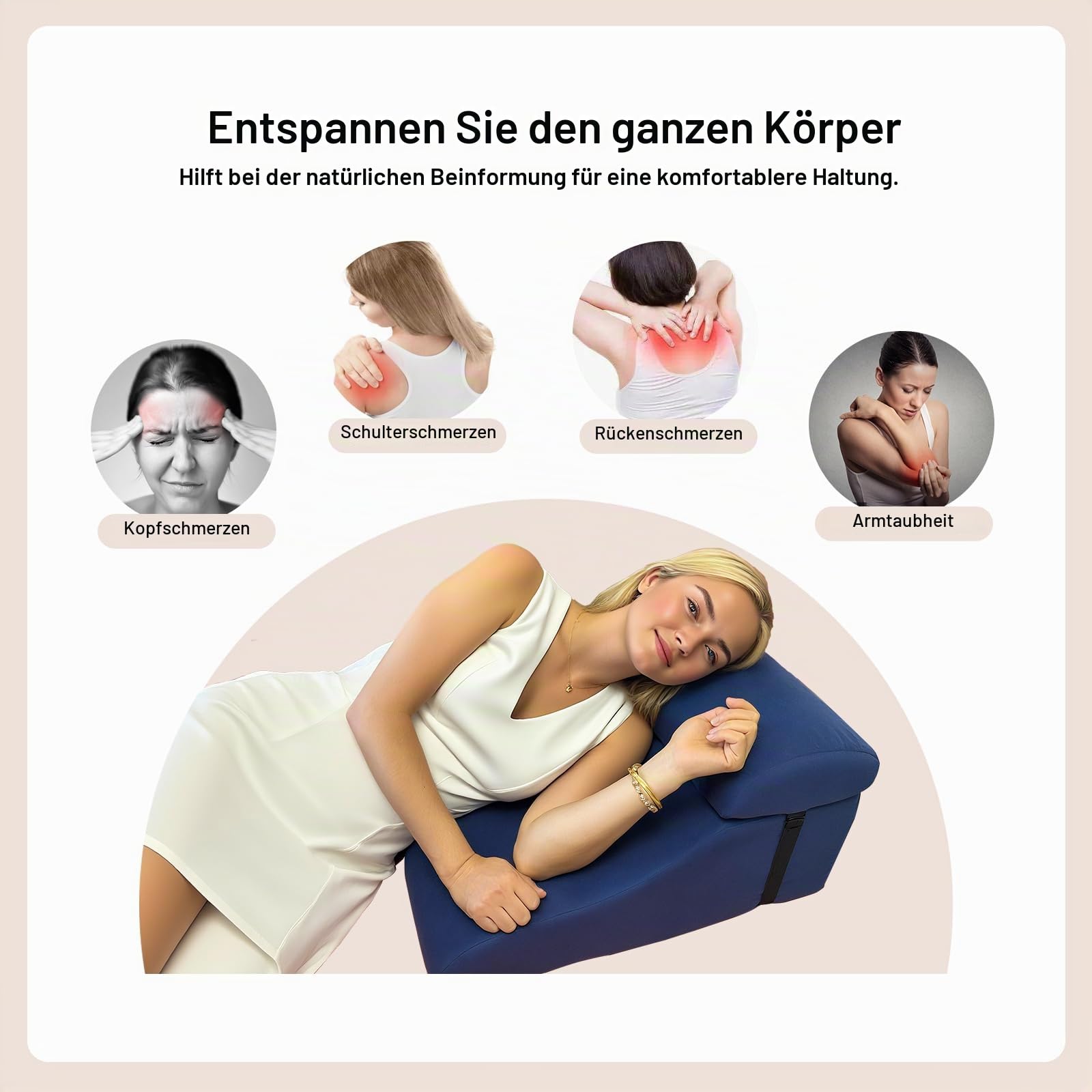 WSJHNLBEDC Lesekissen/Rückenkissen für Bett und Sofa, Memory Schaum Orthopädisches Keilkissen Verstellbare Kopfstütze und Abnehmbarer Bezug für Rücken, Nacken Und Beine, Blau, 57x45x30cm