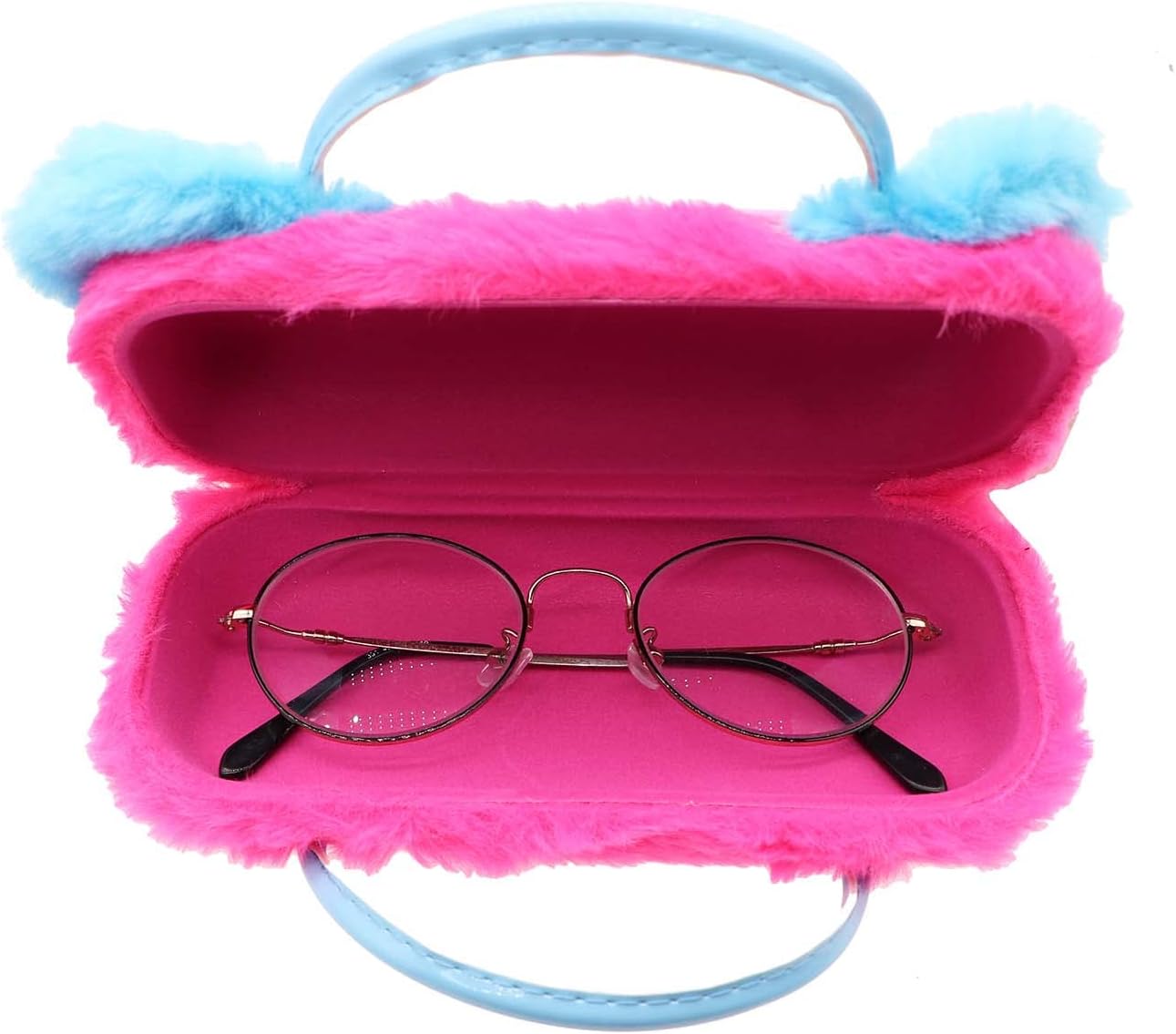Kids Girls Boys Fluffy Faux Fur Unicorn Eyeglass Case Plush Eyewear Glasses Case Hard Shell with Handle