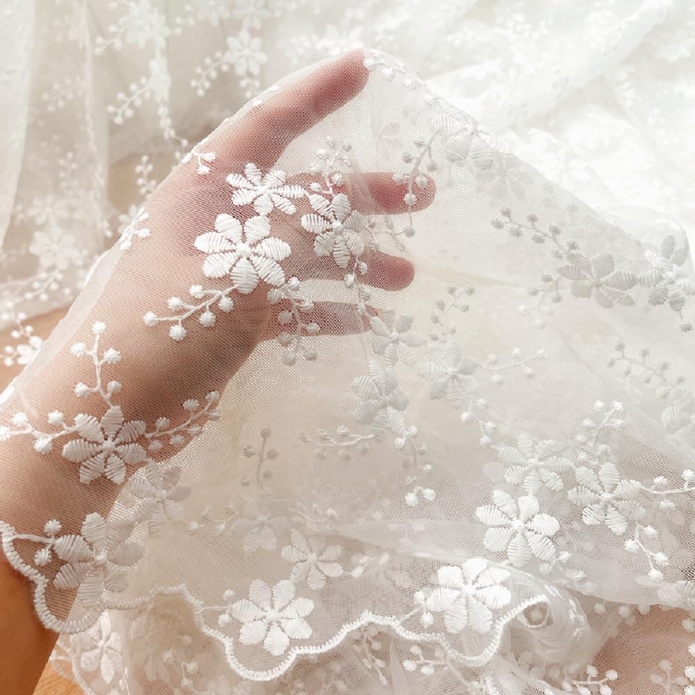 Amazon | siawadeky 花柄 レース生地 オーガンジー 立体刺繍 布