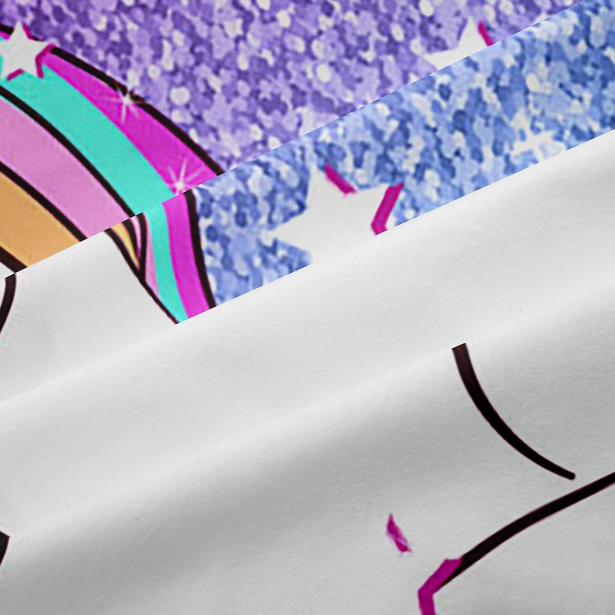 Loussiesd Mädchen Einhorn Vorhänge Mädchenhaft Glitzer Tier Dekor Fenstervorhang 245x140cm Pastell Regenbogen Verträumtes Pferd Blickdichte Vorhänge Rosa Blau Helles Schlafzimmer Dekor