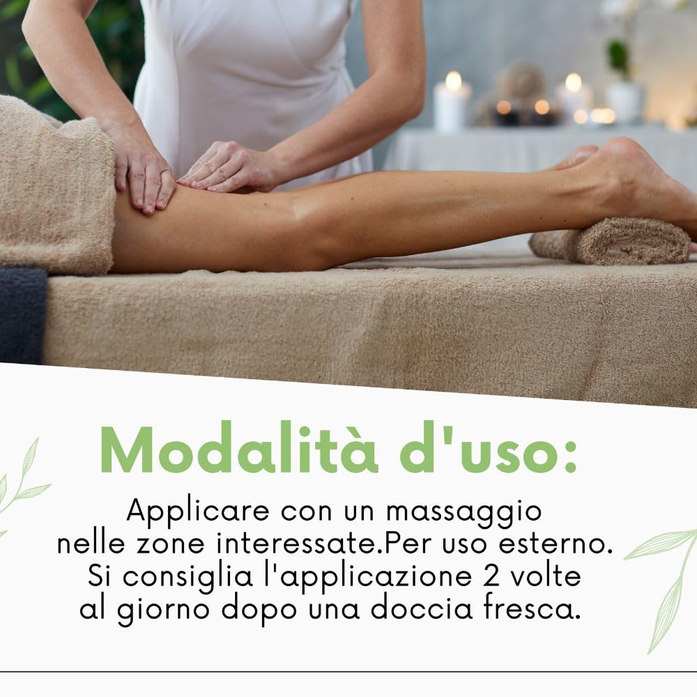 Crema da Massaggio Professionale Drenante e Anticellulite, Ingrediente da agricoltura Biologica e Made in Italy (500 ml)