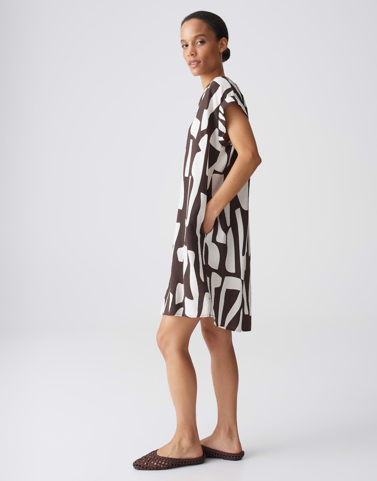 OPUS Damen Minikleid | Bedrucktes Shirtkleid aus ECOVERO™ Viskosemix