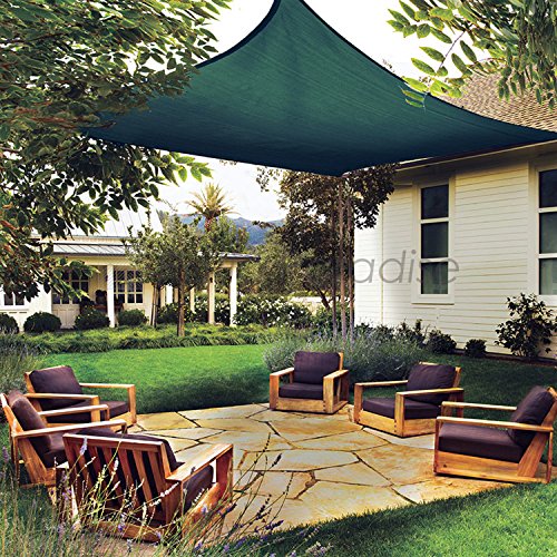 Patio Paradise 12' x 16' Dark Green Sun Shade Sail Rectangle Canopy