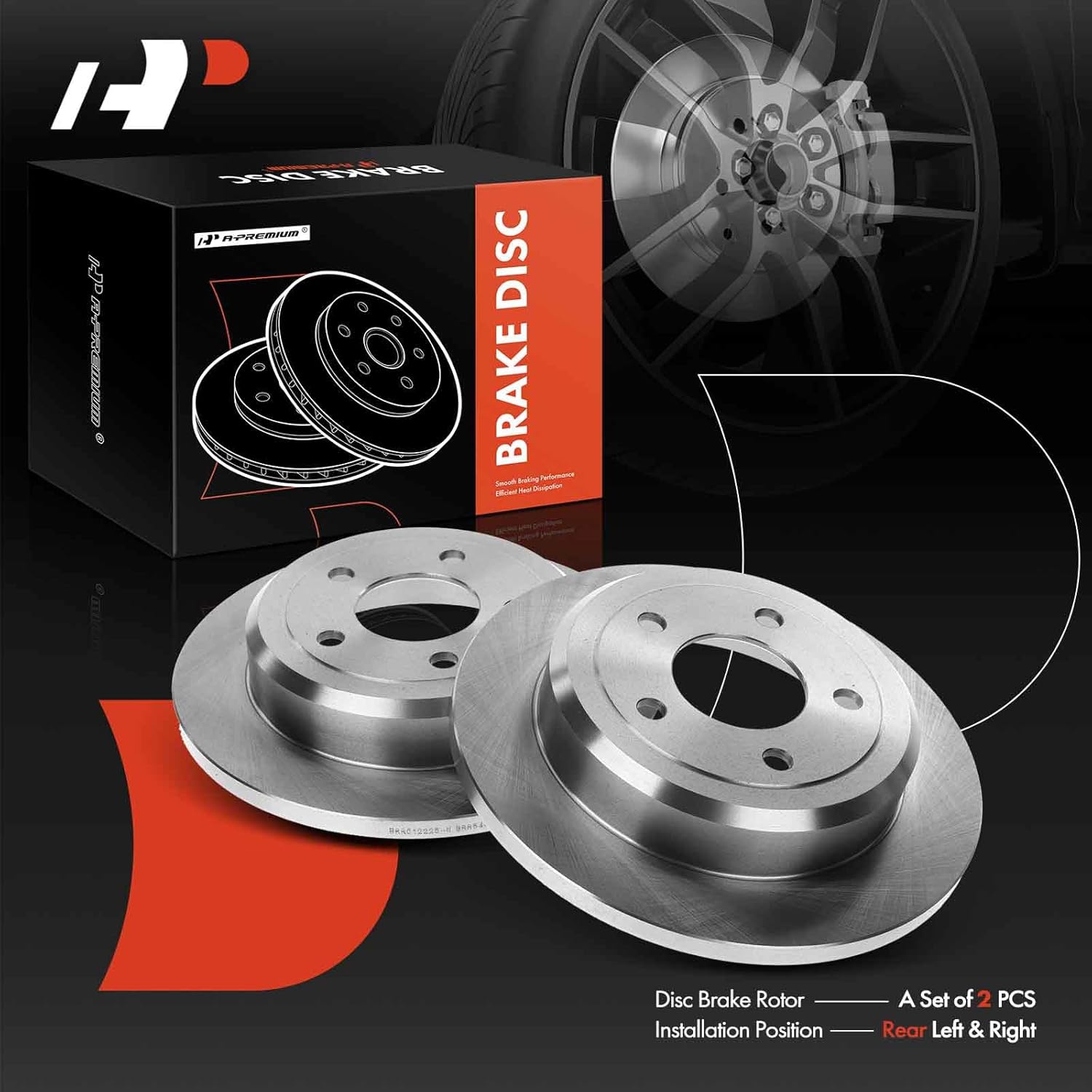 A-Premium 11.22 inch(285mm) Rear Solid Disc Brake Rotors Compatible with Select Ford, Lincoln and Mercury Models - Crown Victoria 1996-2002, Town Car 1996-2002, Grand Marquis 1996-2002, 4.6L, 2-PC Set