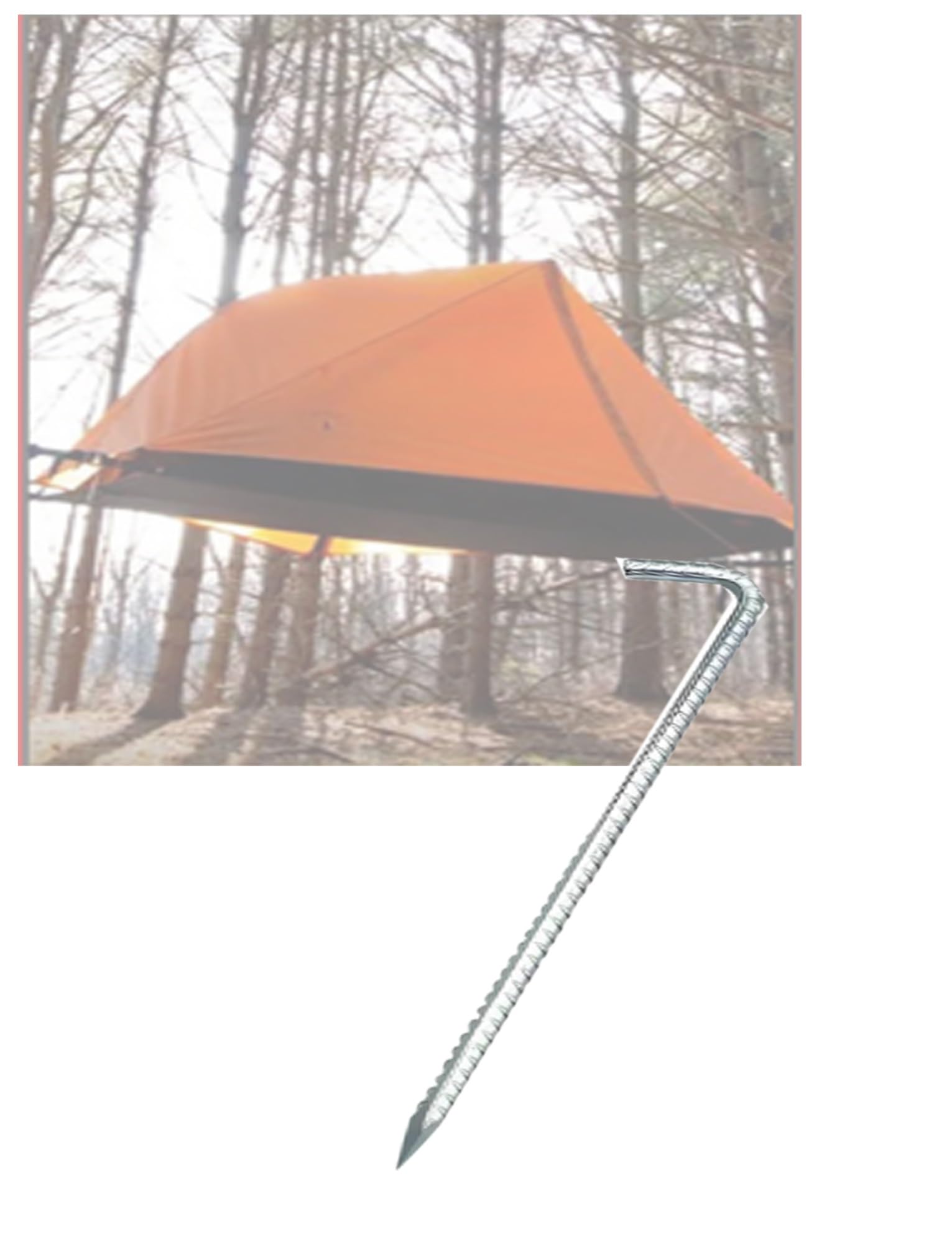 Piquets de sol en forme de 7 avec acier fileté épais, pour tente de camping et fixation de poteaux étendus