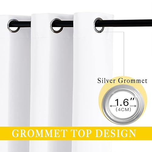 Miniatura 2 de NICETOWN Cortina de puerta corrediza para tratamiento de ventana, aislamiento térmico extra anchas y sólidas para puerta de patio, porche (blanco