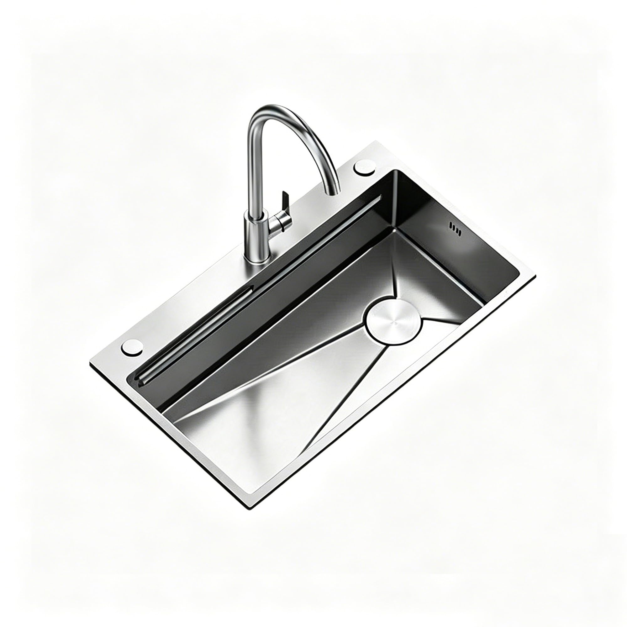 Bomdog One Color Sc Stainless Steel Kitchen Sink, Single-Bowl Household Vegetable Washing Basin Dishwashing Basin With Faucet(680Mm)