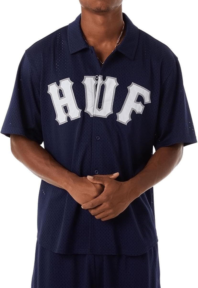 HUF Arch Mesh Button Up Shirt - Navy
