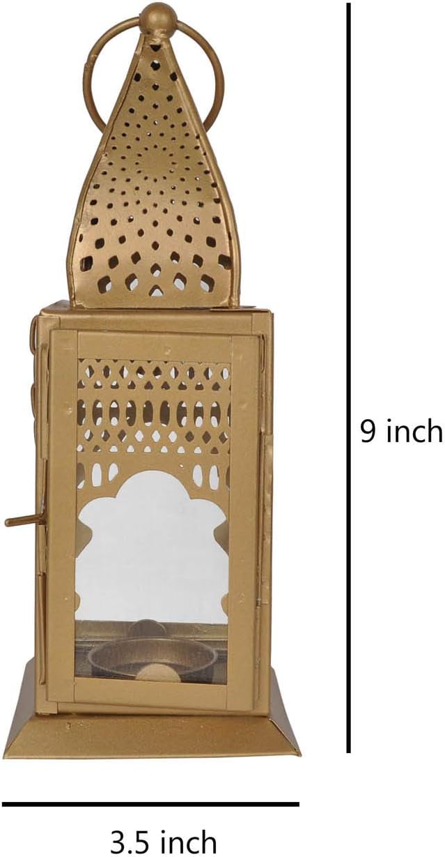 Lal Haveli Moroccan Table Lamp, Nightstand Decorative Room Desk Lamp, Night Light Lamp, Table Lamps for Bedroom, Living Room, Kitchen, Dining Room (Golden) Valentines Day Gift