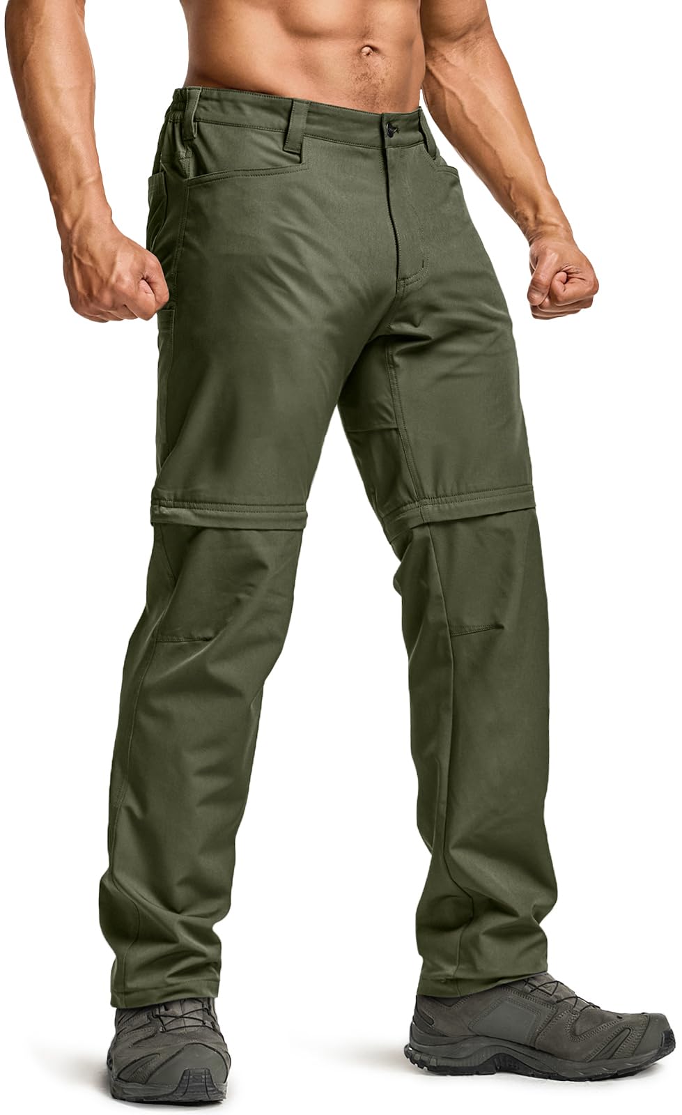 CQR Men's Convertible Cargo Tactical Pants, Water Resistant Outdoor Hiking Pants, Zip Off Lightweight Stretch Work Pants