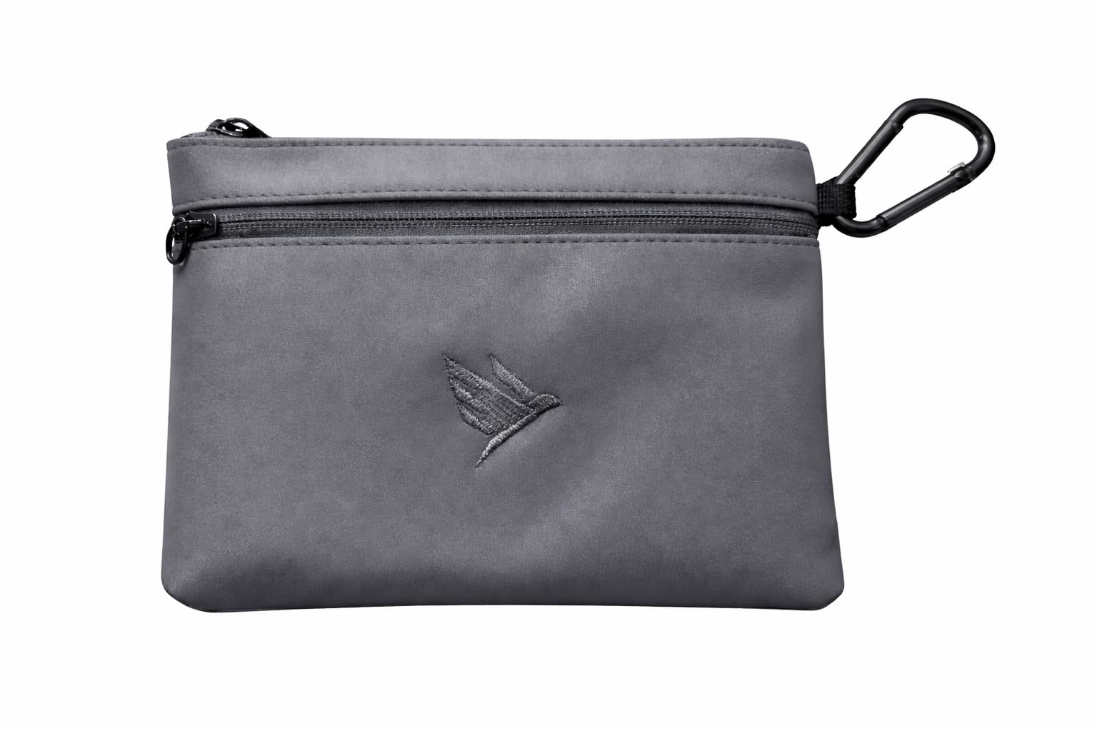 SWIFTEE Golf Valuables Pouch Zip Accessories Tee Ball Bag Fleece Lined Vegan Leather Grey