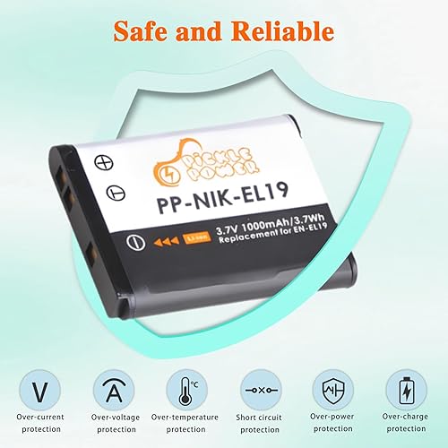 Miniatura 6 de Pickle Power Batería EN-EL19 NP-BJ1 y cargador dual LED compatible con Nikon Coolpix S6800 S3100 S3200 S3300 S3500 S3600 S3700 S4100 S4200 S4300