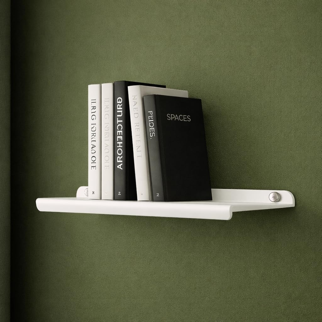 OrganizeMee Floating Wall Shelves for Home –Small Wall Mounted Shelf for Living Room Decor, Bedroom, Kitchen & Puja | Display Rack,Bluetooth Speaker,Plants, Photo Frames & Showpieces | White| 12" long 1
