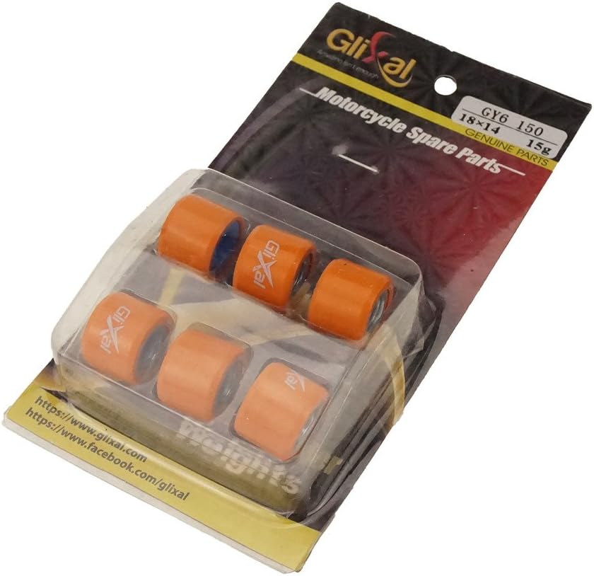 Glixal ATKS-04023 18x14mm High Performance Racing Variator Roller Weights Set 152QMI 157QMJ GY6 125cc 150cc Scooter Moped ATV Go-Kart (15 gram)
