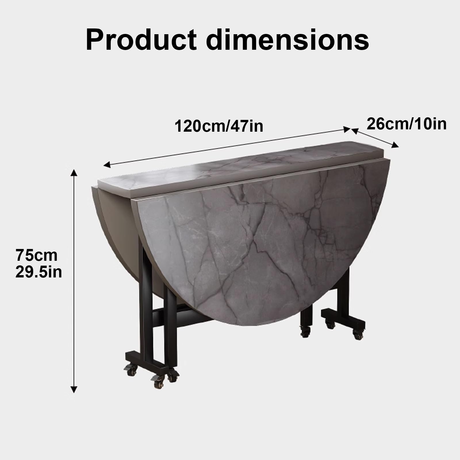 Table de salle à manger pliante ronde multifonctionnelle pour petits espaces, table de cuisine à 6 roues pour 4 à 8 personnes diamètre 120 cm parfaite pour les espaces de vie compacts