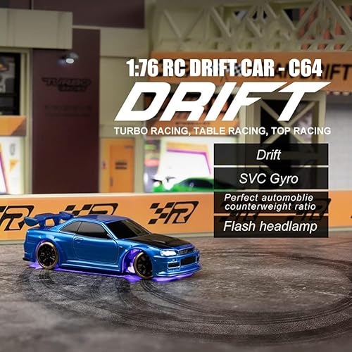 Miniatura 4 de Coche RC Drift de mesa, autos RC Drift para adultos, auto RC de deriva a escala 176 con giroscopio mini RTR proporcional completo 2.4GHZ control