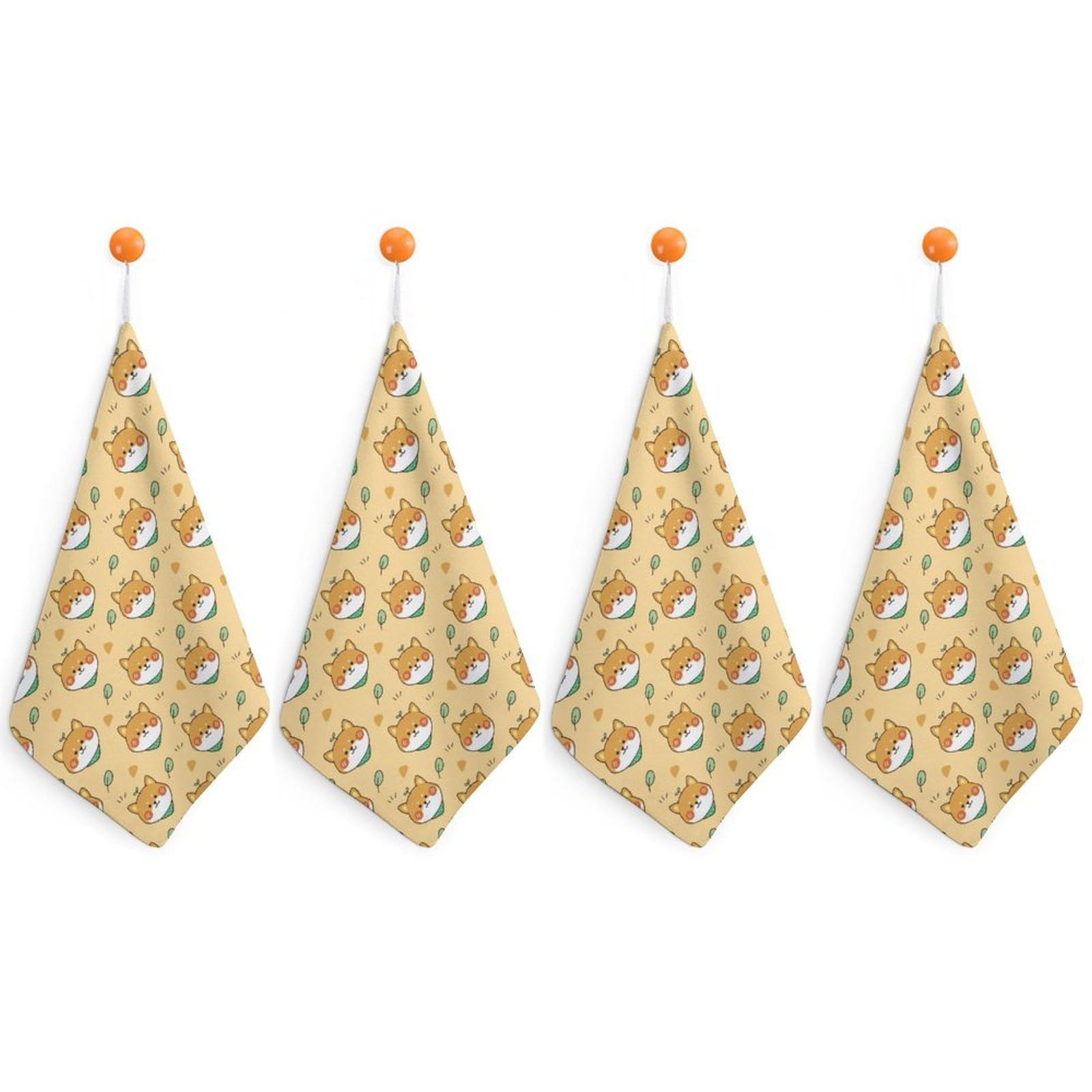LWORZIIB 4 Piece Hanging Hand Towels, Cute Shiba Inu Small Dry Hand Towel for Kitchen Bathroom