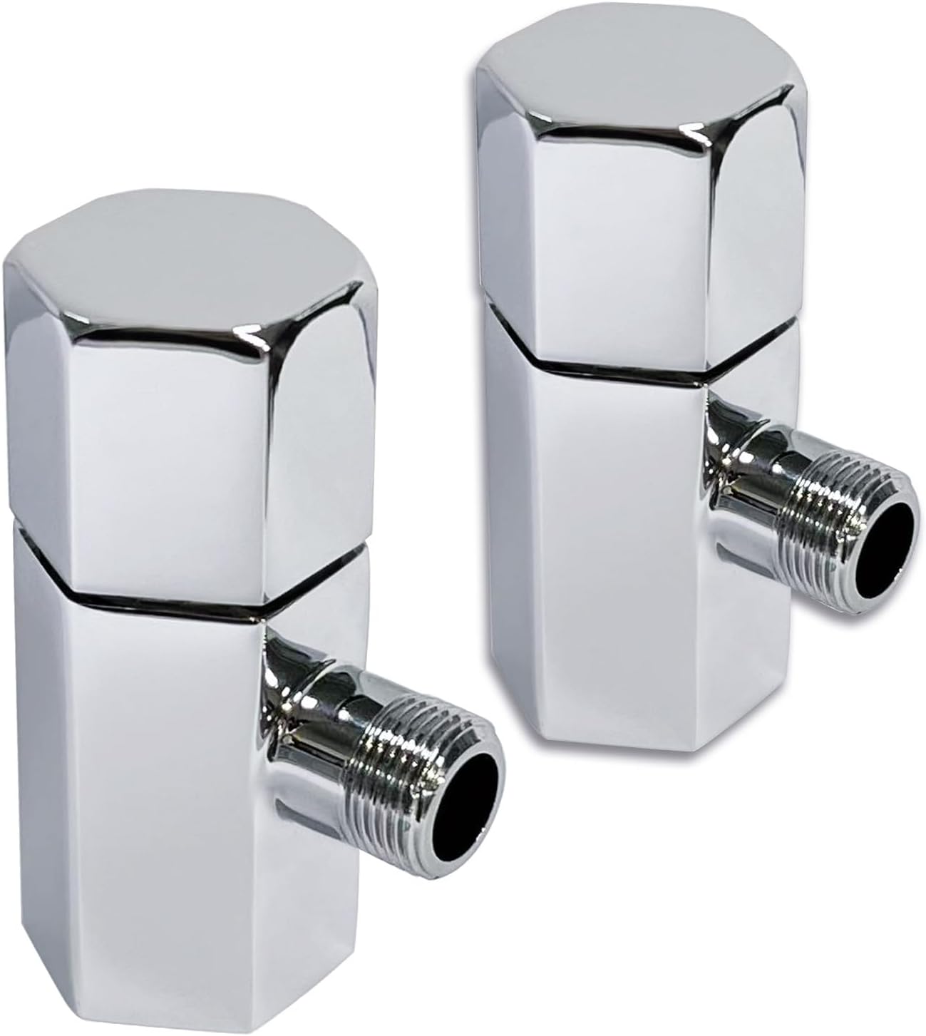 1/4 Turn Shut Off Valve - Angle Stop Valve Chrome for Bathroom Kitchen Toilet Shower Plumbing Valve 1/2" Nominal (5/8" OD) Compression x 3/8" OD, 1/4-Turn Operation 2 Packs