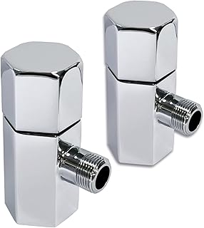 1/4 Turn Shut Off Valve - Angle Stop Valve Chrome for Bathroom Kitchen Toilet Shower Plumbing Valve 1/2" Nominal (5/8" OD) Compression x 3/8" OD, 1/4-Turn Operation 2 Packs