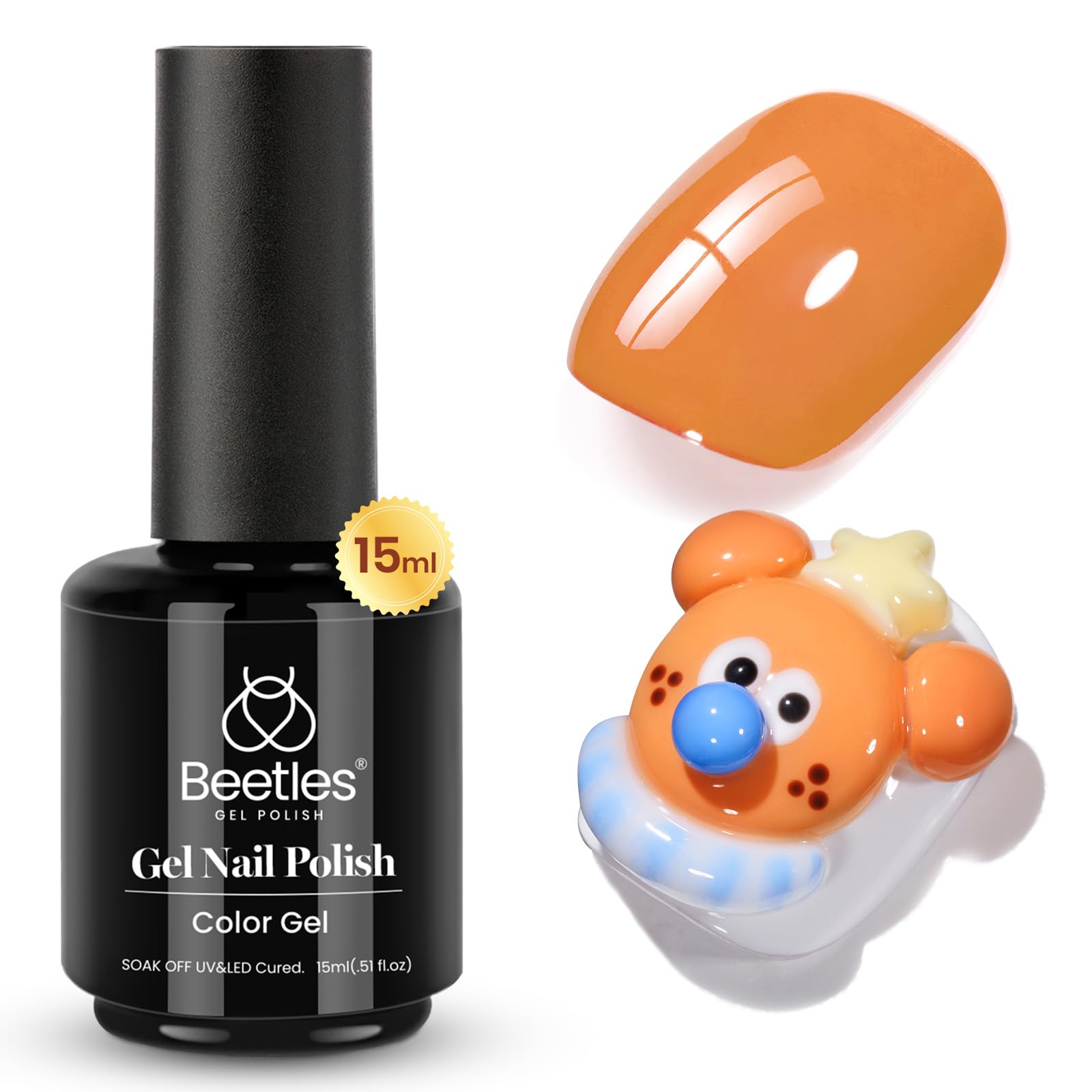 Beetles Gel Nail Polish Burnt Orange Tropical Creme, 15ml (0.5 Fl Oz) | Soak Off UV LED Manicure - main product image