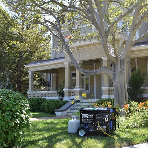 DuroMax XP12000EH 12,000-Watt Dual Fuel Portable Generator – Gas & Propane, Electric Start, Whole Home Backup Power, Transfer Switch Ready, RV & Emergency Ready