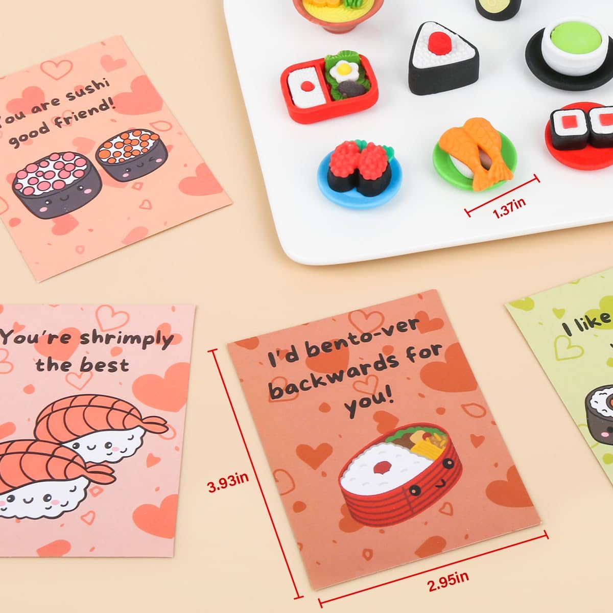 NUJOVI 28-Pack Premium Valentine's Day Gifts for Kids with Sushi Erasers - Ideal for Valentines Day Cards for Kids School, Kids Valentines Day Cards, Valentines Day Gifts for Kids Classroom image 5