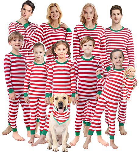 Matching Family Pajamas For Girls and Boys Christmas Red Striped Jammies Mum and Me Plus Size Women Sleepwear Men L