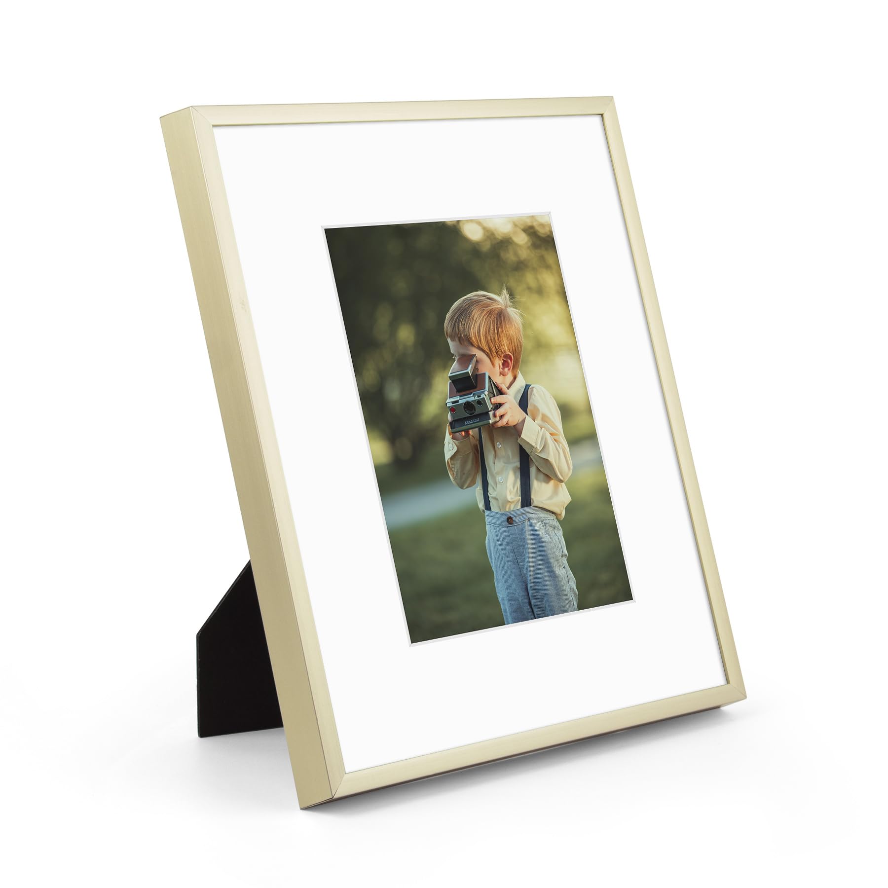 Aluminum Picture Frame With Color Mat & Real Glass - Modern Wall Frame For Multiple Photo Sizes