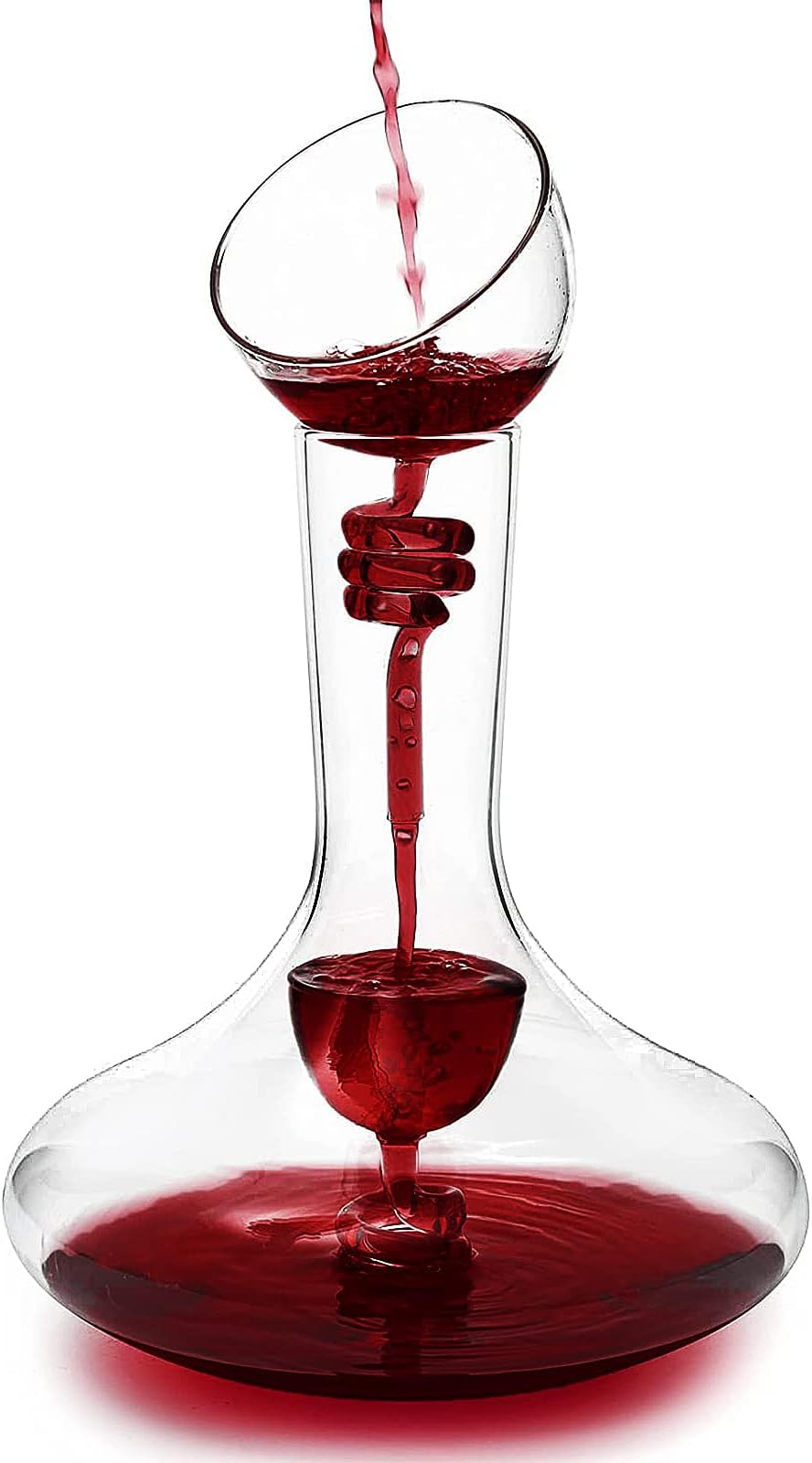 Wine Tower Decanting & Aerator Set by The Wine Savant - 2 Aerating Parts - Upper and Lower Aerators Piece - Wine & Whiskey Decanter Set, Carafe, Proven to Enhance & Improves Flavor & Aromas