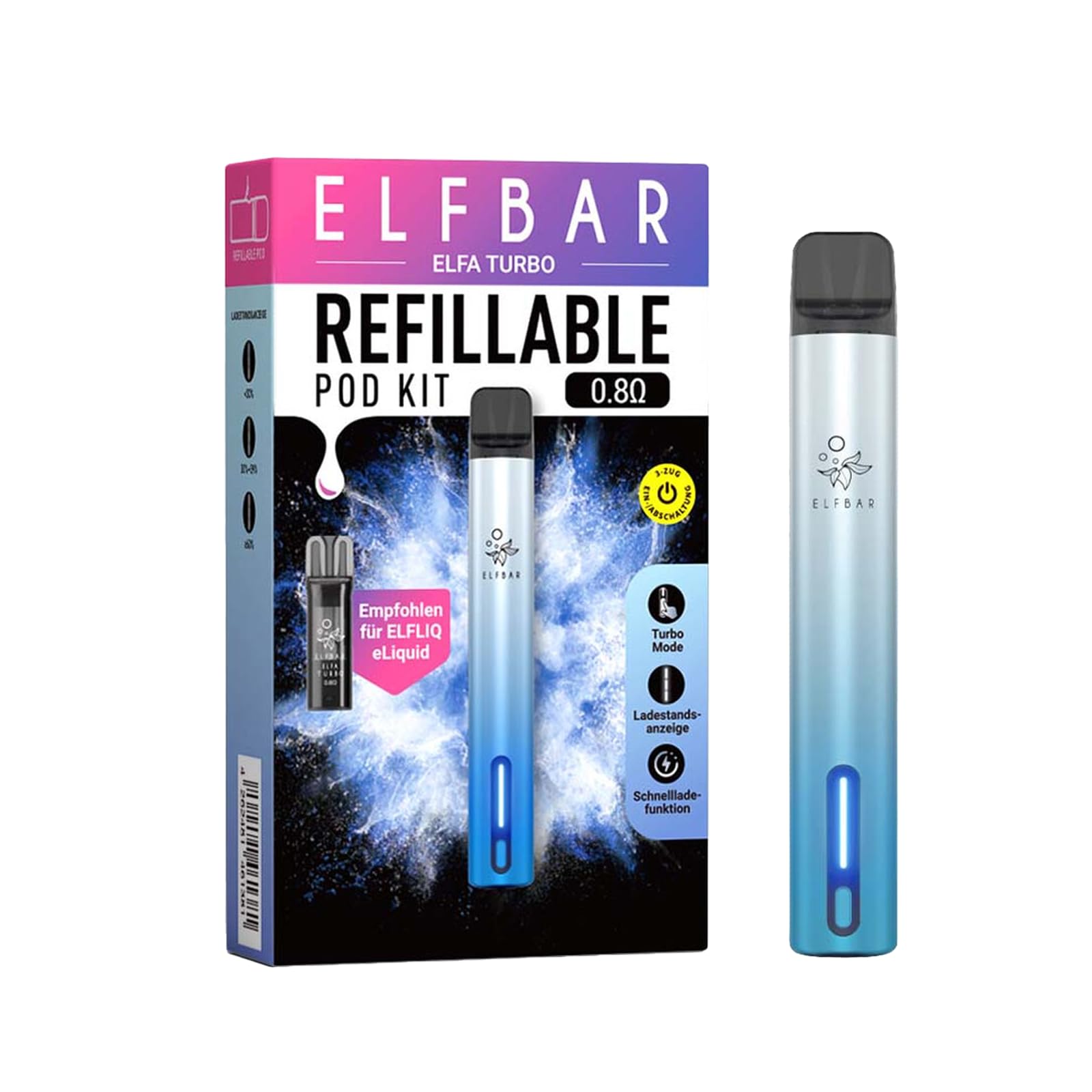 elfbar elfa turbo liquid Pod Kit - kein enthalten Pods Systems elfa turbo Color:Aurora Pink Elfbar Elfa Pod (2er