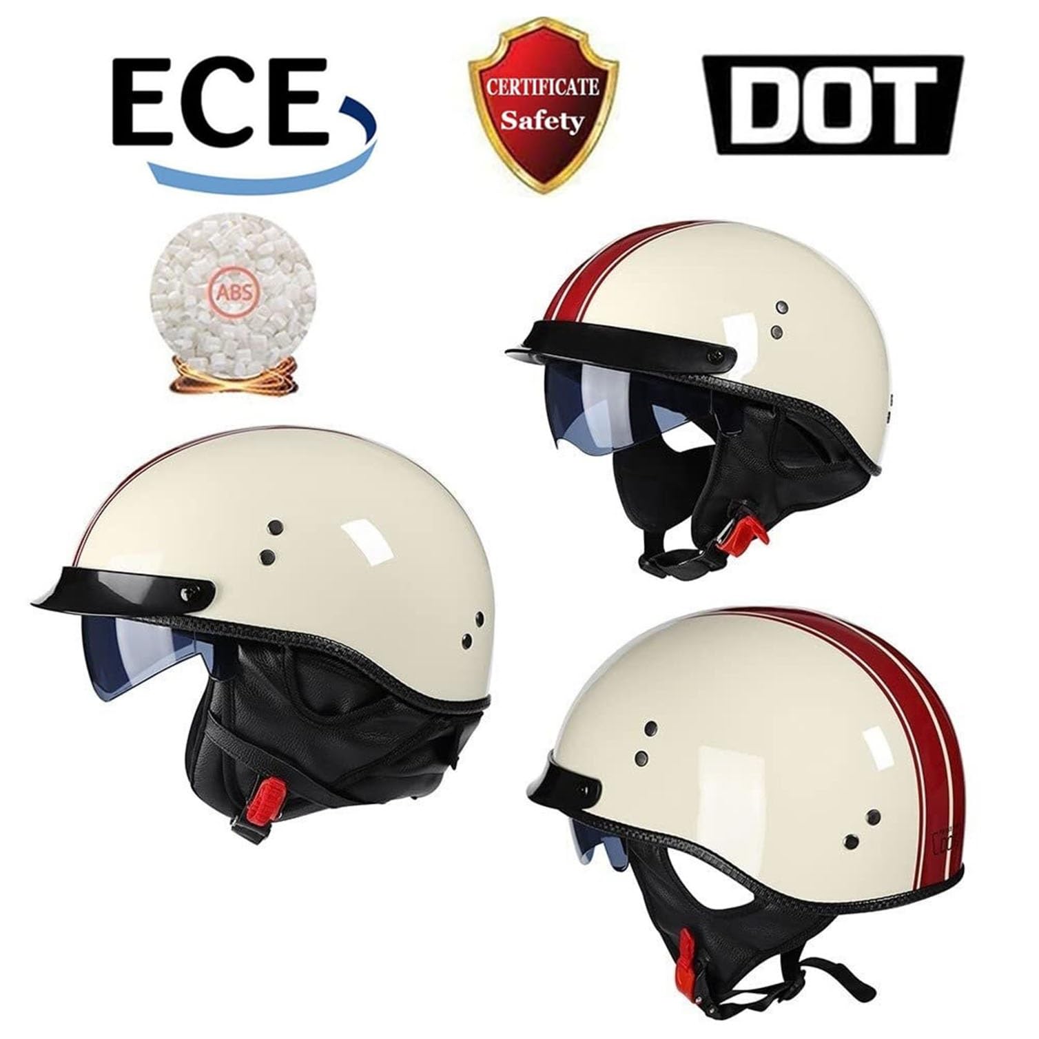 Motorrad Halbschalen Halbhelm Halbschalenhelm Baseballmütze-Helm Baseball Cap Motorradhelm Mit ECE-Zulassung Cruiser Chopper Scooter Helm Für Bike Cruiser Chopper Moped Scooter(2,M(57~58CM))