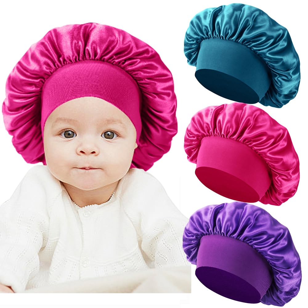 3 Pcs Baby Bonnets for Sleeping,Infant Sleep Cap Hair Bonnet for Baby Girls,Boys,Toddler