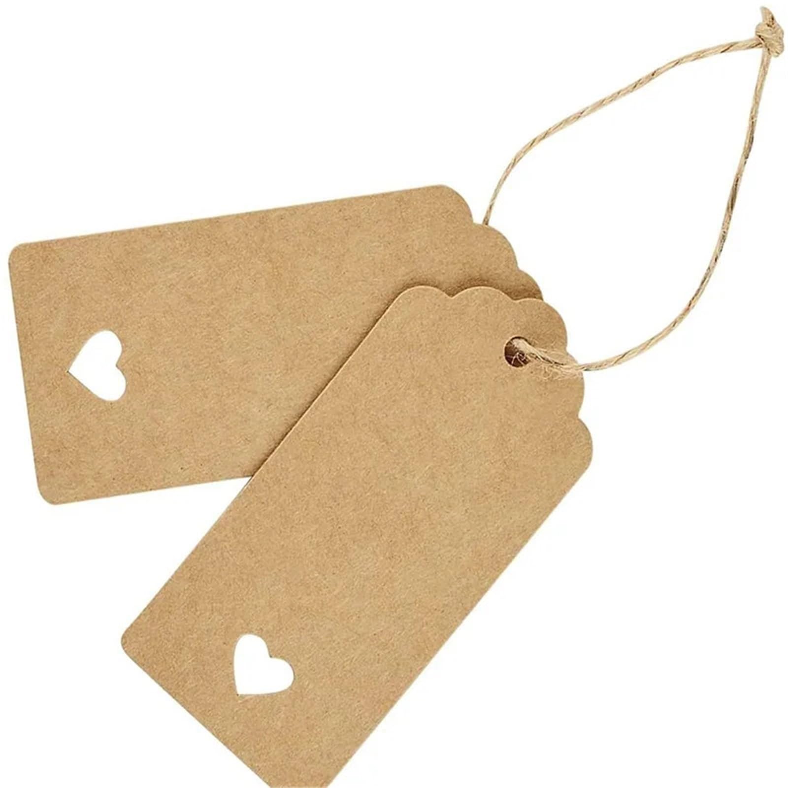 200Pieces Blank Kraft Paper Tags with Jute Ropes Christmas Party Gift Thank You Cards Wedding Bags Package Love Lable for Wedding Favors(Blank Tags)