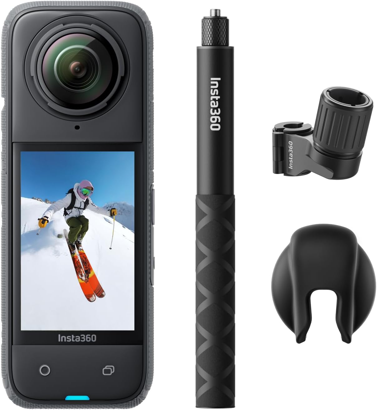 Insta360 X4 Ski Bundle - 8K Waterproof 360 Action Camera, 4K Wide-Angle Video, Invisible Selfie Stick, Removable Lens Guards, 135 Min Battery Life, AI Editing, No microSD Card