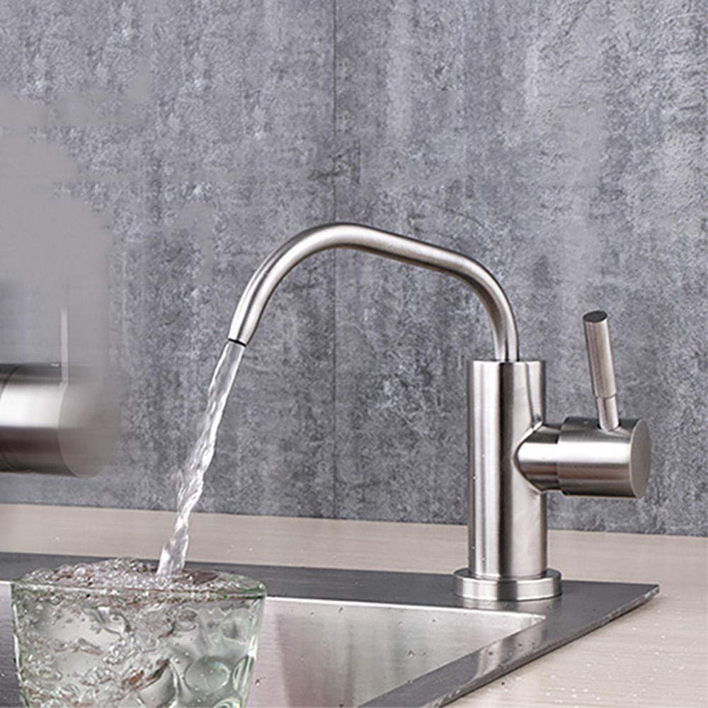 grifo cocina ventana y osmosis, acero inoxidable 304, grifo de grifo abatible fregadero puro, purificador de agua, cuello de cisne,1/2 ", grifo-Trefilado de acero inoxidable A