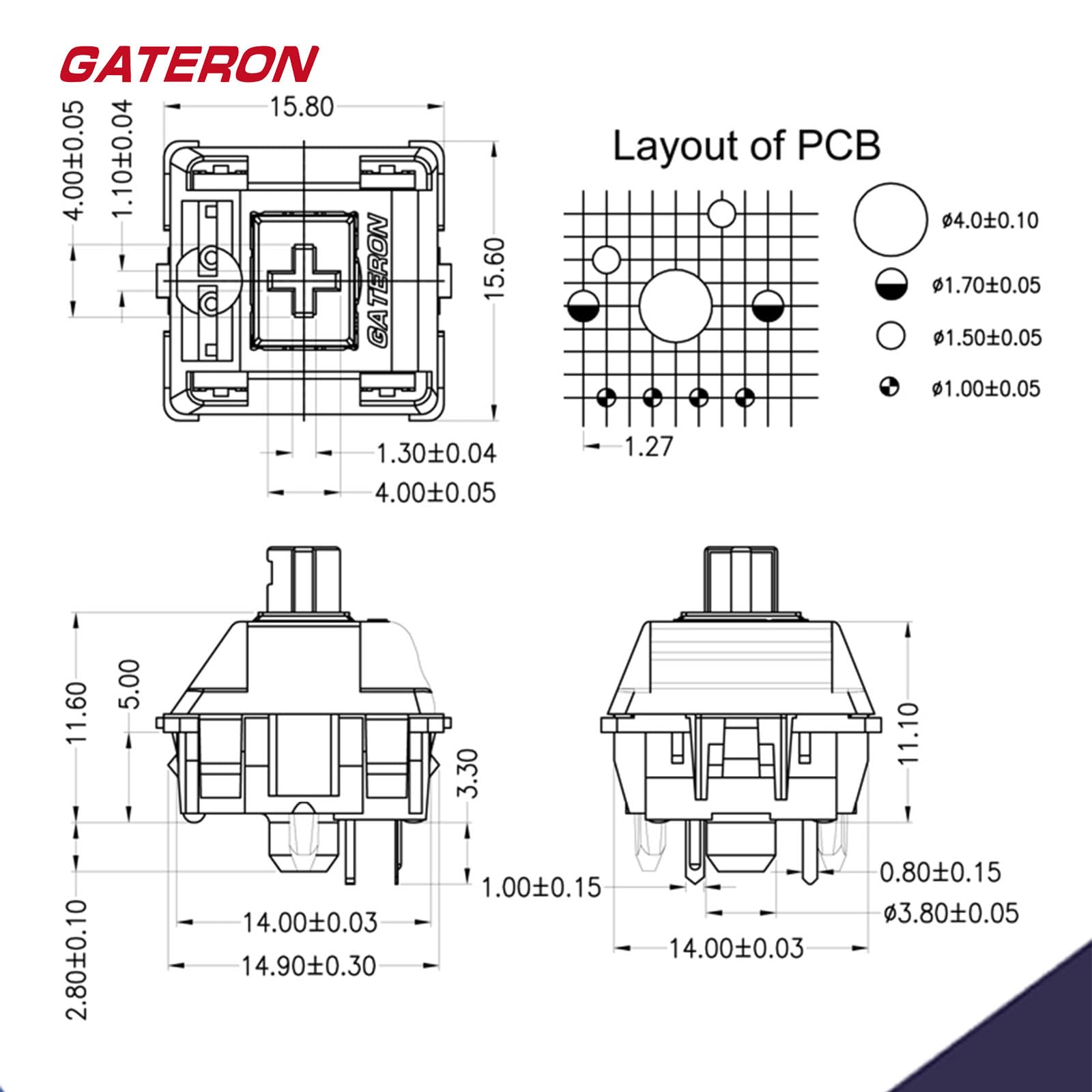 GATERON Oil King V2 - Teclado linearr prelubricado de 5 pines para teclado mecánico MX Gaming (110 piezas, Oil King)
