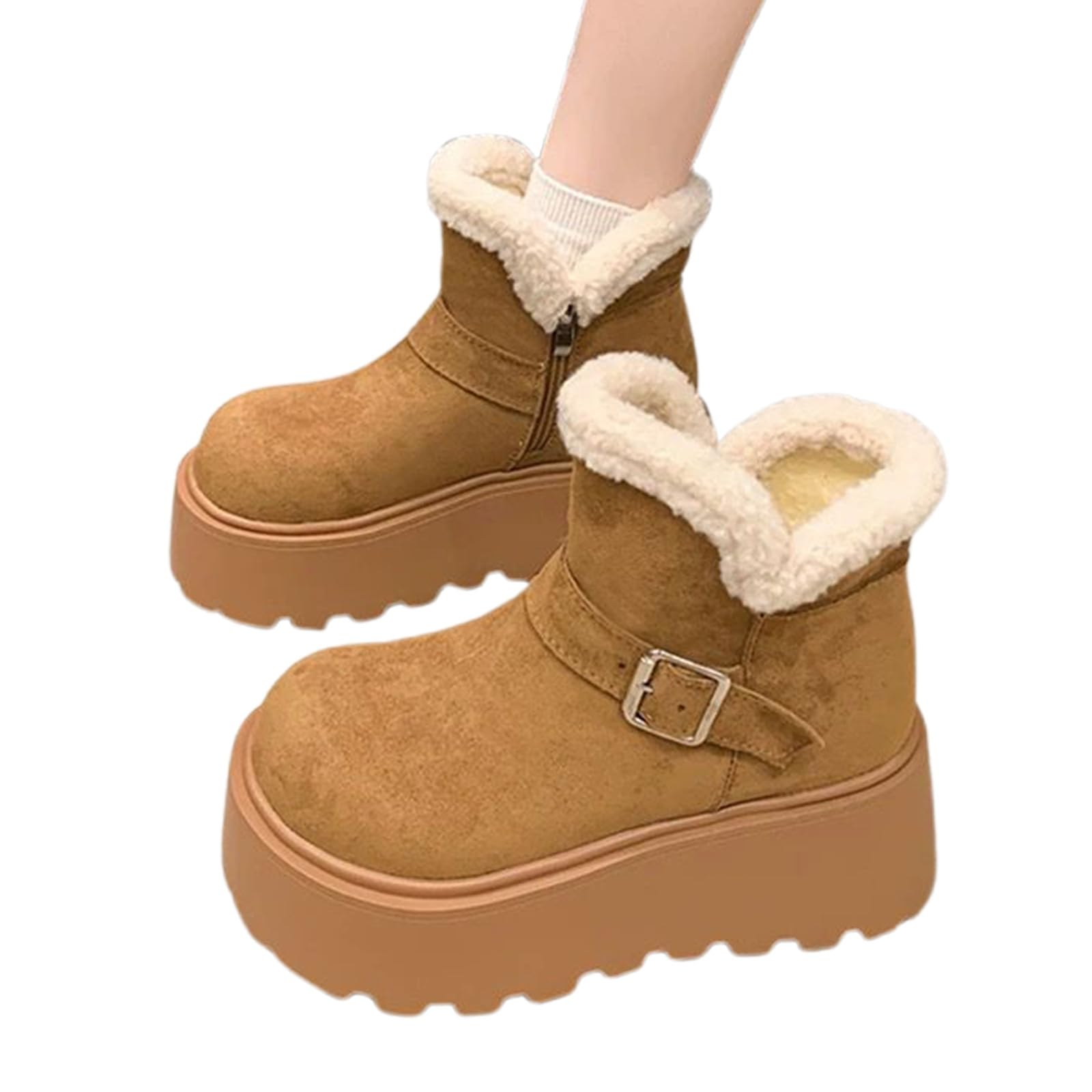 Stivaletti da Neve Donna Stile Casual con Suola Spessa