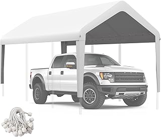 Carport Canopy 10'x20' Heavy Duty Replacement Cover, Garage Shelter Cover 800D Oxford Waterproof &