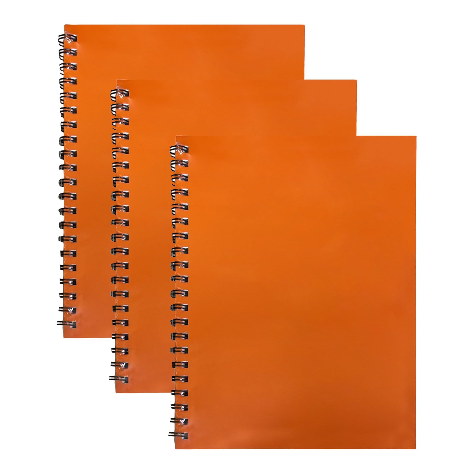 M1SS Set of 3 A4 Notebook Wiro Binding Orange Cardboard Notebook 68 Gsm 140 Pages with Hi-Bright Paper for Office School Home