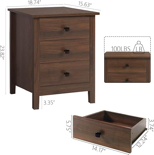 Miniatura 9 de LTMEUTY Juego de 2 mesitas de noche para dormitorio juego de mesita de noche de madera con cajones mesita de noche mesita de noche alta con 2