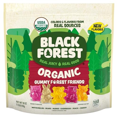 Black Forest Organic Gummy Forest Friends Candy, Made with Real Fruit Juice, Colors and Flavors from Natural Sources, Gluten Free and Fat Free, 18oz Resealable Bag