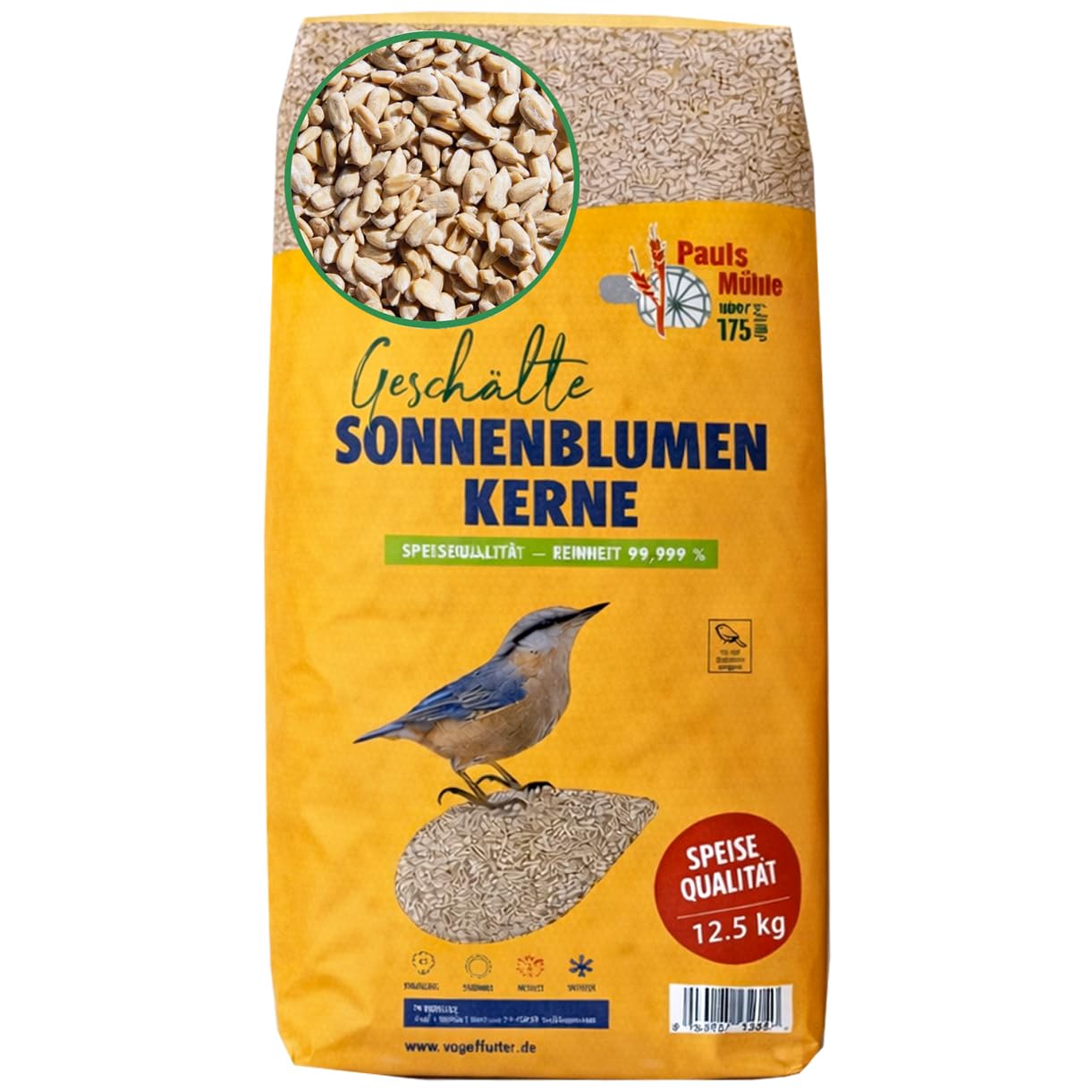 Paul´s Mühle Sonnenblumenkerne geschält für Vögel 12,5 kg Neue Ernte 2025