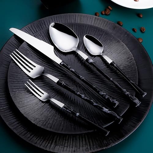 Miniatura 8 de cathyladi Juego de cubiertos de tenedores y cucharas juego de utensilios de cubiertos acero inoxidable 1810 incluye cuchara cuchillo tenedor 30